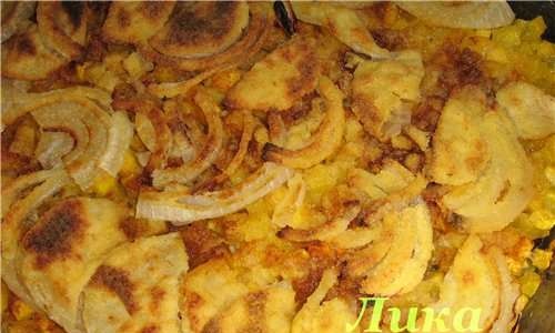 Baked pumpkin with onions