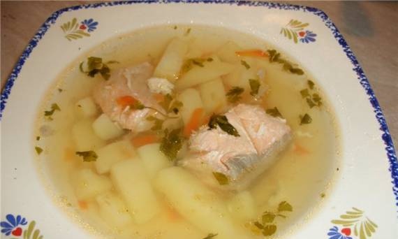 Fish soup from red fish with potatoes