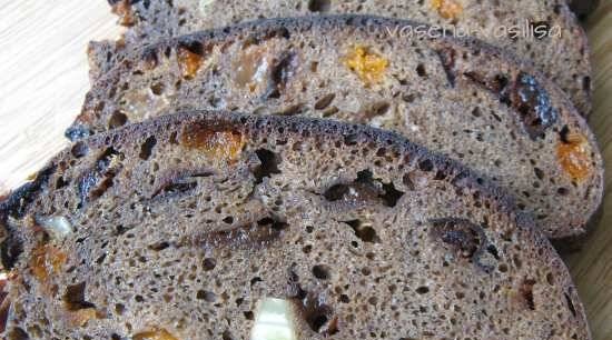 Brewed rye bread with dried fruits and nuts