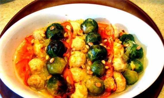 Casserole with Brussels sprouts