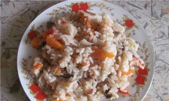 Rice with frozen and fresh vegetables (multicooker Aurora)
