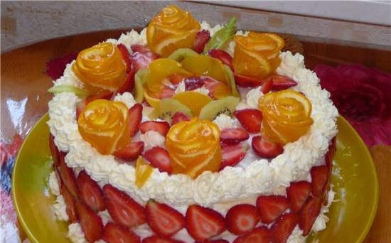 Cake "Curd and strawberry tale"