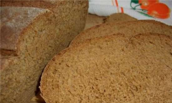 Whole grain bread with rye flour and semolina
