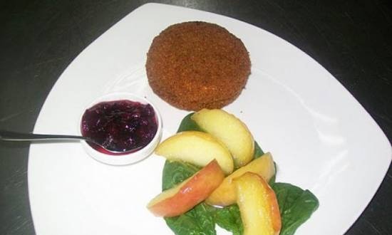 Deep-fried camembert with lingonberry sauce