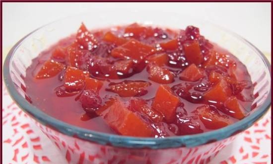 Pumpkin jam with cranberries