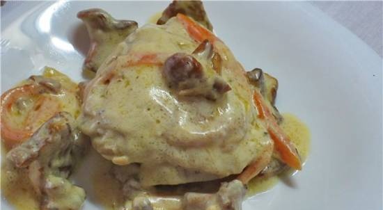 Chicken with chanterelle cheese sauce