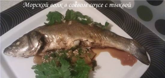 Sea wolf (Seabass) in soy sauce with pumpkin