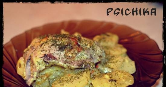 Chicken with potatoes with creamy cheese sauce (multicooker Brand 37501)