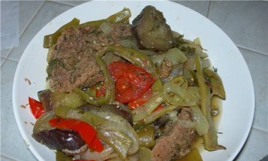 Veal with vegetables in the oven
