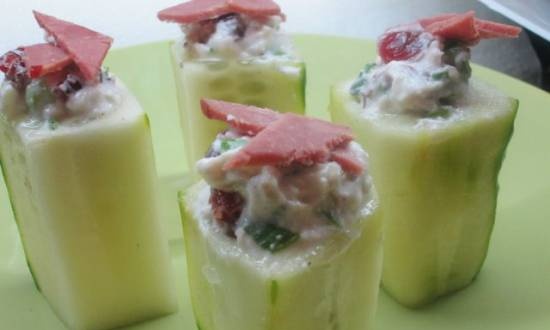 Filled cucumbers for a New Year's buffet