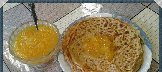 Pumpkin pancakes with citrus sauce