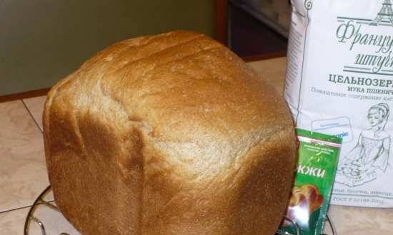 Whole grain and wheat flour bread with kefir