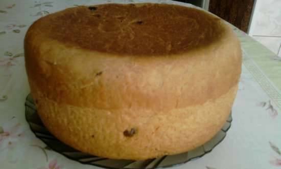 Sweet butter bread with raisins and cinnamon in a Panasonic multicooker