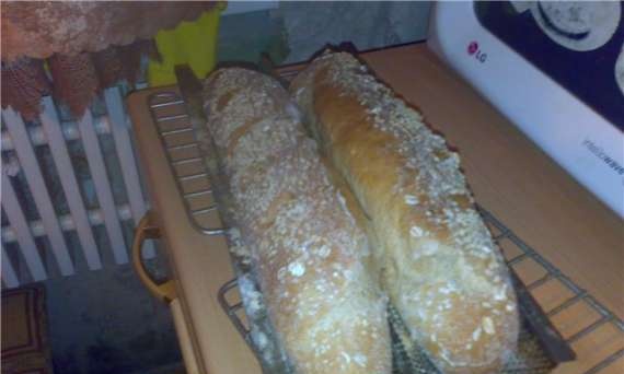 Baguette with rye flour and rye flakes