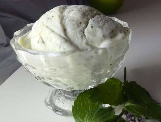 Lime ice cream with mint