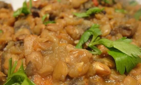 Lentils with eggplant and mushrooms in a Steba DD1 pressure cooker