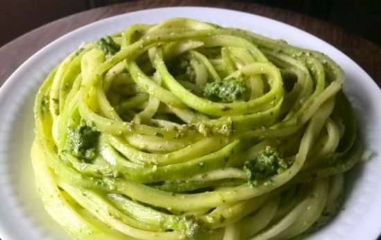 Zucchini "Spaghetti" with Spinach Pesto