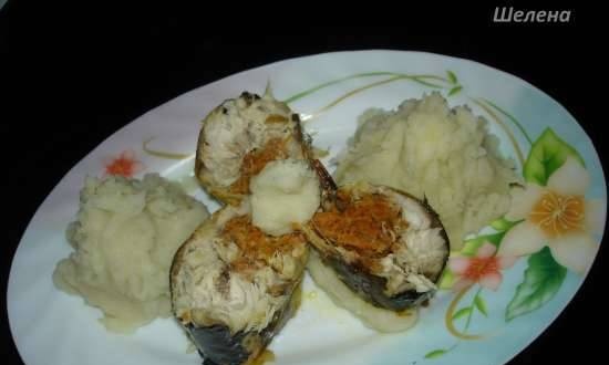 Stuffed mackerel and boiled potatoes - a duet dish (pressure cooker Polaris 0305)