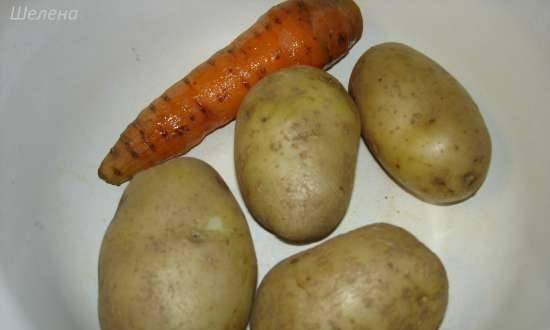 Vegetables for winter salads, steamed (pressure cooker Polaris 0305)