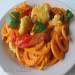 Pumpkin spaghetti with vegetables and creamy curry sauce