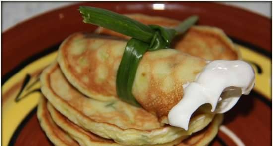 Zucchini pancakes with green onions