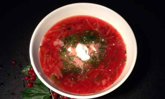 Borscht with red currant juice (easy dietary recipe for the whole family)