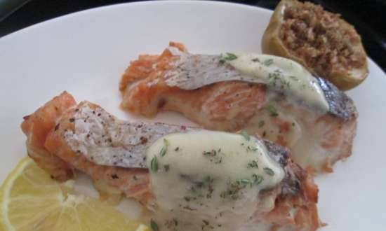 Baked salmon with apples in German