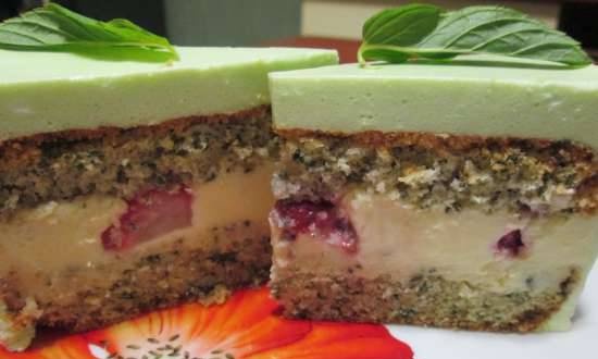 Mint cake with white chocolate and bavarian mousse