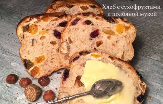 Wheat bread with honey, dried fruits and spelled flour