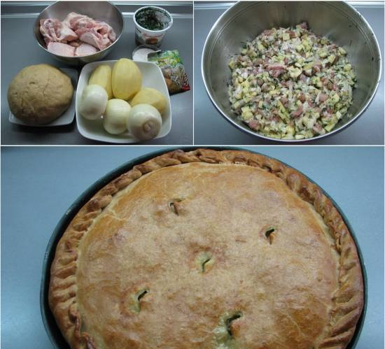 Crimean Tatar pie with meat and potatoes "Kubete"