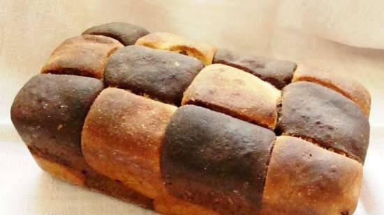 "Chessboard" bread with carob, dates, almond milk