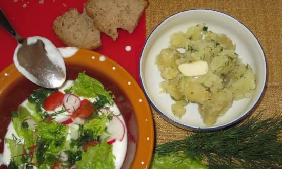 Rustic summer cold soup with yogurt (curdled milk)