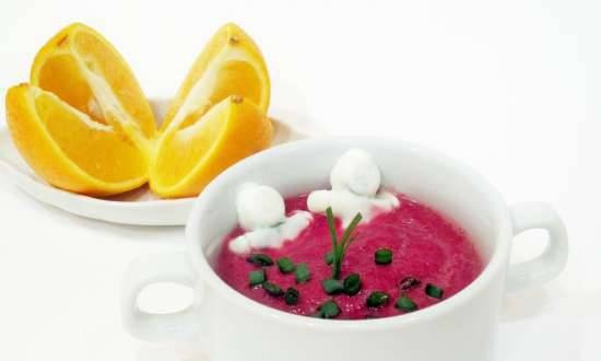 Cold cream soup "Beets in oranges"