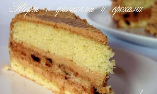 Sponge cake with dates and nuts