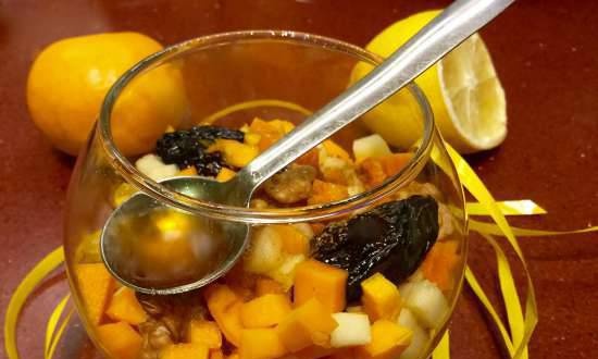 Pumpkin, apple and walnut salad with honey-citrus dressing