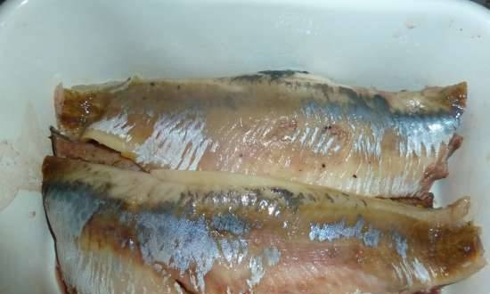 Salting herring in brine