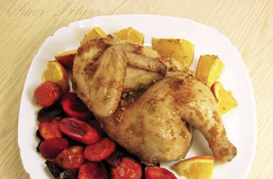 Chicken with orange and vegetables