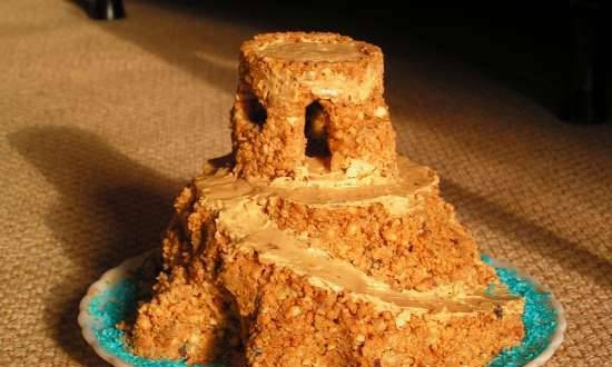 "Anthill" cake with condensed milk
