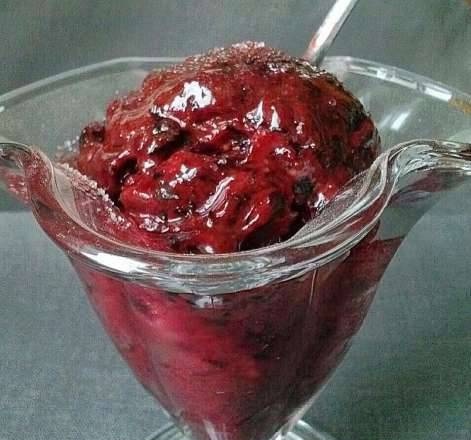 Blackcurrant sorbet according to an old recipe in a Caso SJW 400 auger juicer