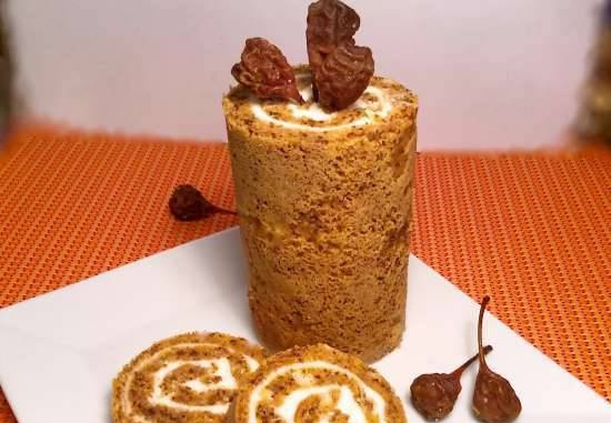 Pumpkin roll with cheese and curd cream