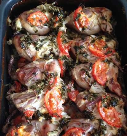 Quail with baked sage