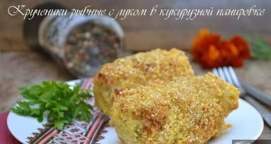 Fish buns with onions in corn breading