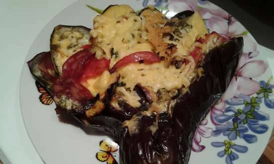 Baked eggplant "Peacock's tail"