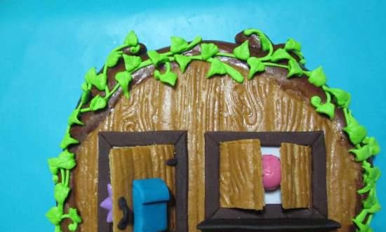 Gingerbread dough house wall for cake