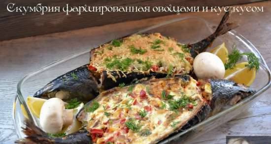 Mackerel stuffed with vegetables and couscous (lean and not lean option)