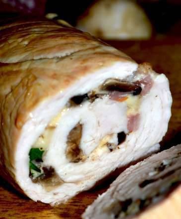 Turkey fillet roll with mushrooms and cheese