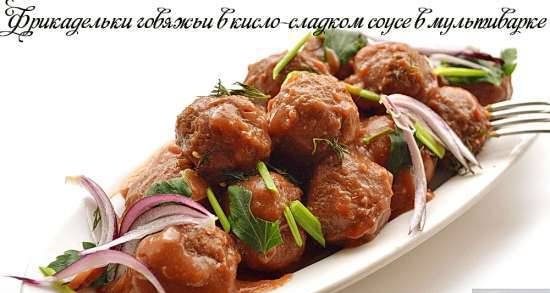 Beef meatballs in sweet and sour sauce in a multicooker DEX-60
