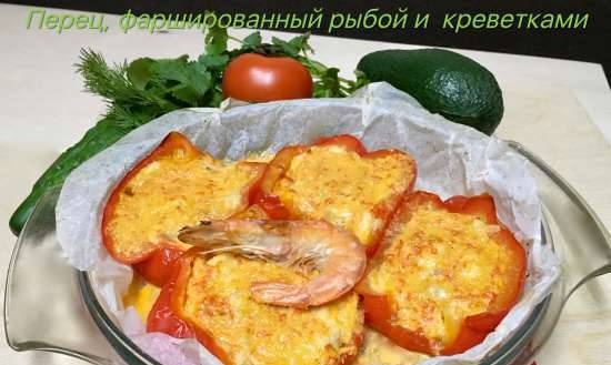 Peppers stuffed with white fish and shrimps