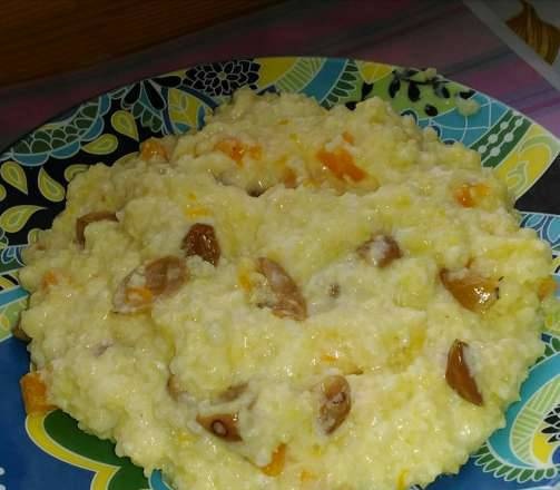 Porridge delicacy "Pumpkin with millet and raisins" (multicooker Toshiba RS-18NMFR)