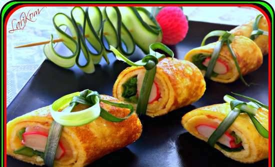 Omelet roll with crab sticks